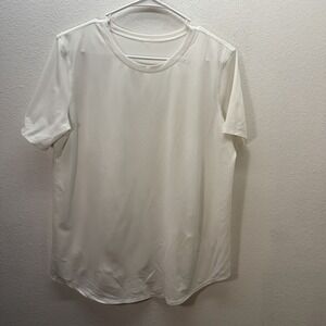 Lululemon T Shirt Womens 10 White High Neck Run And Train Tee Stretch Athletic